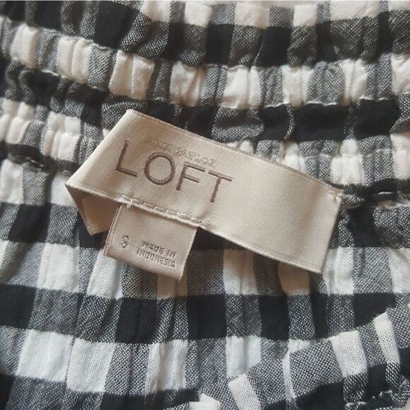 Loft Black and White Checkered Top with Tassels Size Small - Picture 4 of 5